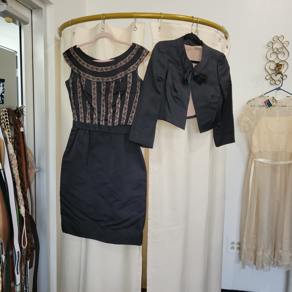 Designer Nat Kaplan Couture Elegant Black Dress with Matching Jacket